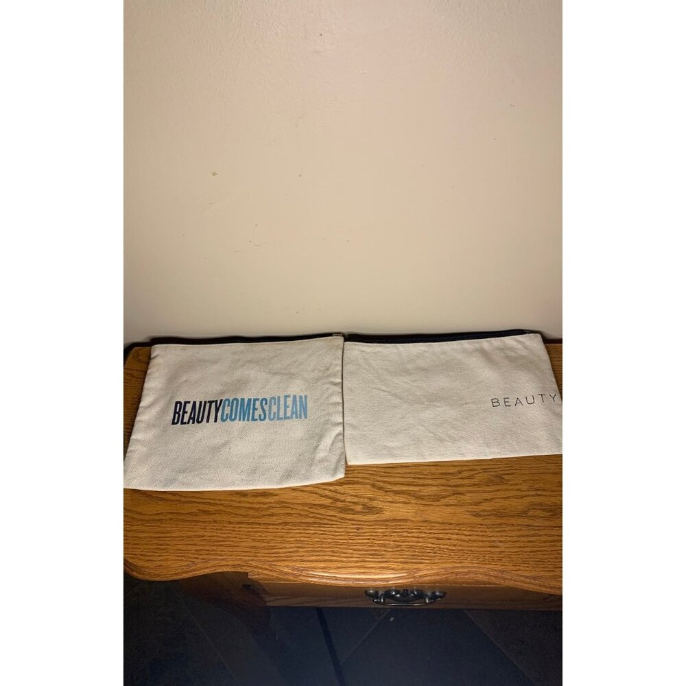 beauty counter Canvas Zippered Makeup/skin Care Bag lot fabric